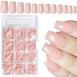 240 Pieces Nude Medium Square Nails